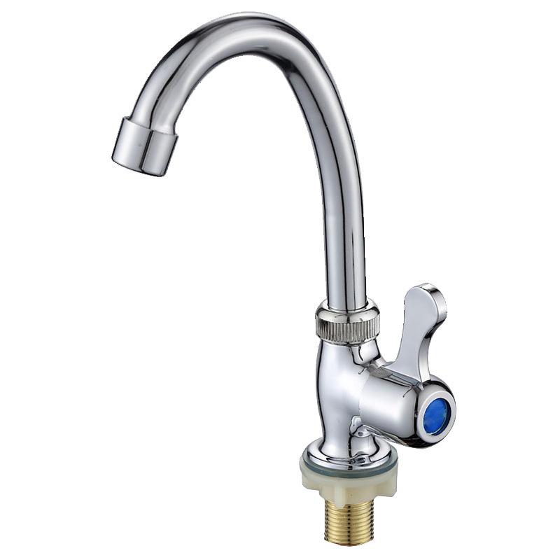 Vòi rửa chén đơn lạnh Vòi bếp bếp Bếp đơn lạnh đầy đủ đồng mạ điện Kích thước đứng Vòi xoay Big Bend Sink Tap Nhà sản xuất bán buôn 1