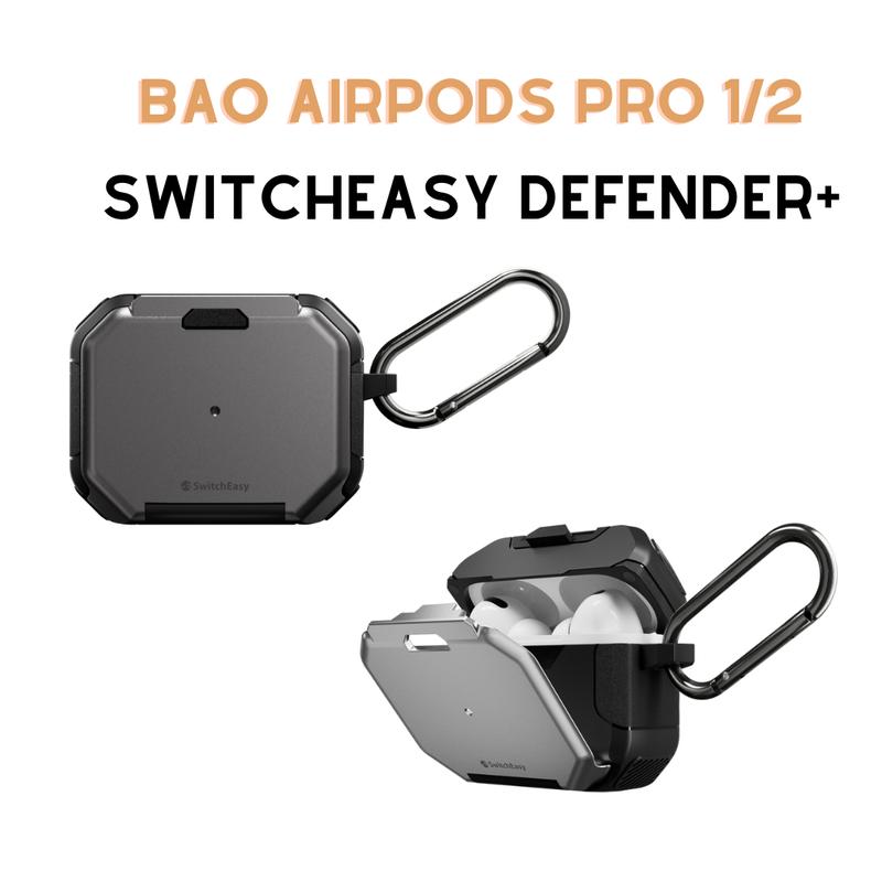 Vỏ bảo vệ tai nghe SwitchEasy Defender+ dành cho Airpods Pro 1/2, giúp bảo vệ tai nghe, kiêm giá đỡ điện thoại, chống sốc, kèm móc treo tiện lợi