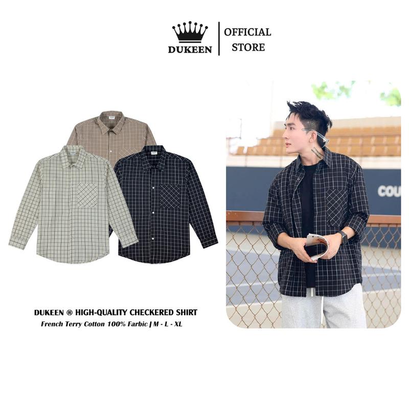 Áo Sơ Mi Tay Dài Kẻ Caro Có Túi Dukeen Local Brand Vải Thô Nhăn Cao Cấp 3 Màu Đen/Be/Nâu SM066 Menwears  Shirt