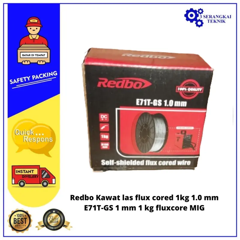 Redbo Kawat las flux cored 1kg 1.0 mm E71T-GS 1 mm 1 kg fluxcore MIG 0