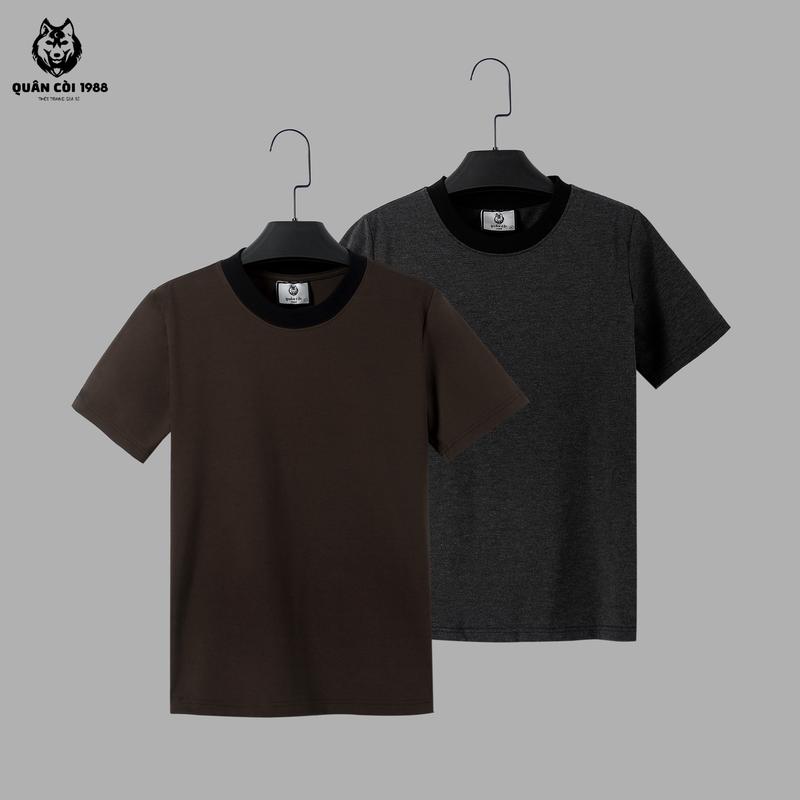 Áo thun cộc tay Nam ,Nữ At: 165 cổ phối ( Quân còi 1988 ) chất vải cottonUNI 280gsm Menswear Trắng Cổ Tròn