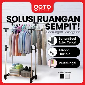Goto [COD] Maden Stand Hanger Dengan 4 Roda Rak Serbaguna