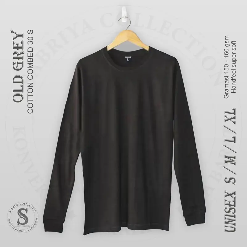 Kaos Polos uk S M L XL XXL lengan panjang Panjang 30s Pria/Wanita Katun Combed 30s Couple Tebal Lembut Nyaman Pasangan  Distro Wanita Baju Oblong Atasan Dewasa Tangan Oversize Celana Setelan Pendek 8