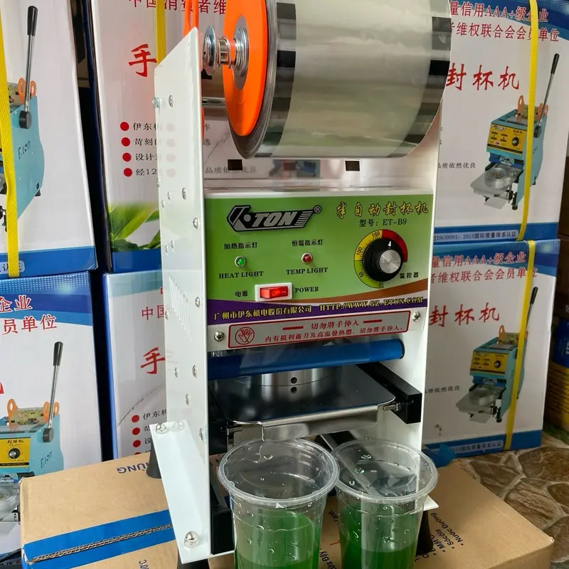 Máy ép miệng ly tự động cuốn màng Eton B9 4