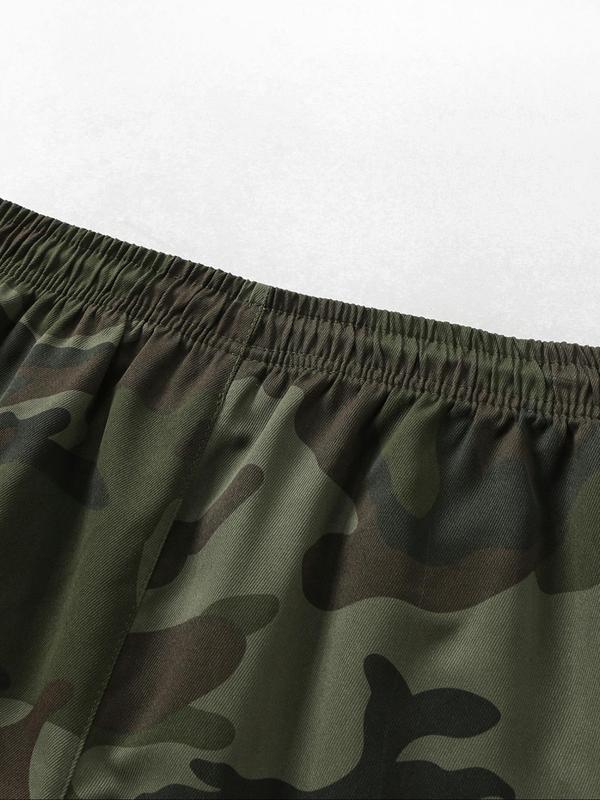 Men's Camo Print Flap Pocket Cargo Shorts, Regular Fit Casual Street Fashion Comfy Shorts for Summer, Men's Bottoms for Daily Wear, Tropical 5