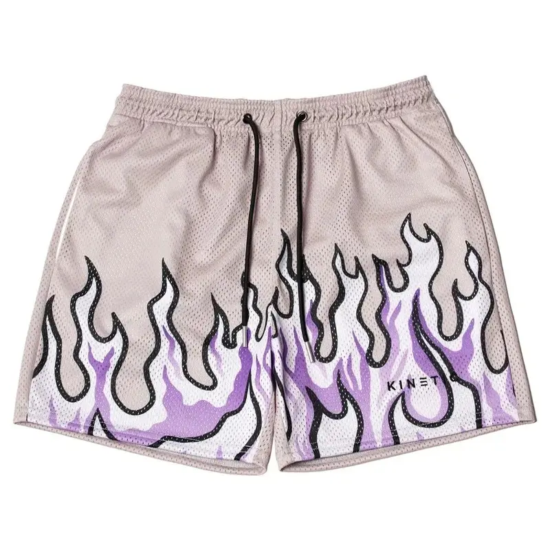 Kinetic Shorts for Men, Fashion Brand Flame Shorts for Fitness Running Basketball Mesh Quick Dry Casual Summer