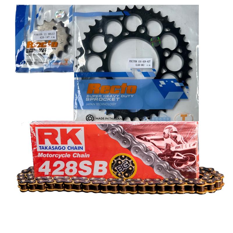 Bộ Nhông Sên Dĩa Recto Kết Hợp Sên RK Vàng Đen Dành Cho Xe Exciter 150-Winner-Sonic -Ex135 Phụ Tùng