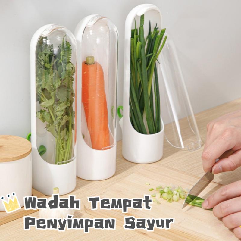 Wadah Tempat Penyimpan Sayur/Herb Storage Tempat Daun Bawang Seledri Kemangi Herb Keeper/Wadah Tempat Penyimpan Sayur/Refrigerator Container Dapur 1