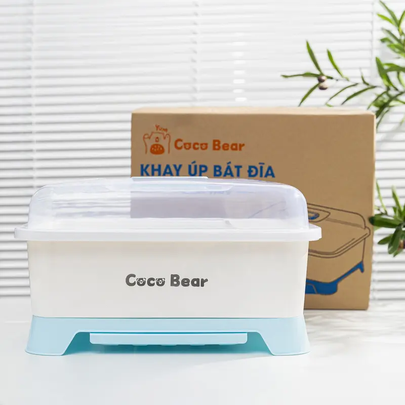 Rổ úp bát Cocobear 2in1 úp bình sữa cho bé, Khay úp bình sữa có nắp đậy an toàn Cocobear tiện lợi có giá hứng nước tiện lợi an toàn baby 8