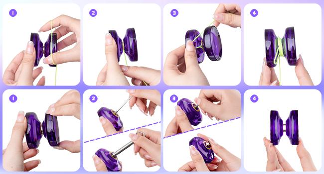 Product Introduction of Yoyo K2 Professional Responsive Yoyo for Beginner, Dual Purpose YoYo for Kids/Adults, Plastic Tricks Yo-yo with Unresponsive Yo-yo Bearing Kit, 12 Yo-Yo Strings, Case Bag - Crystal Purple 19
