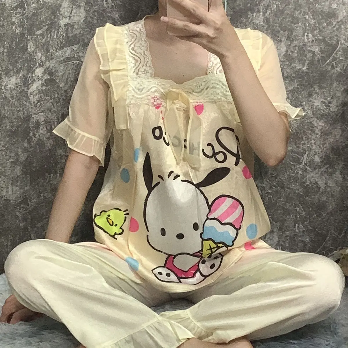 Bộ xước tay ngắn quần dài cổ vuông size 38-65kg