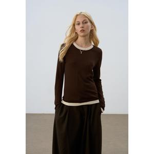 Vintage Color-Block Long-Sleeve Knit Sweater