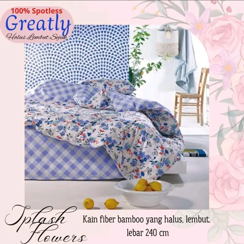 Set Sprei Flowers 180x200|sprei aestentic|Sprei katun|sprei terbaru 2