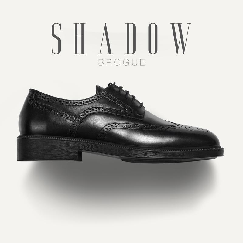 Giày tây nam màu đen da bò DERBY SHADOW BROGUE, giày văn phòng công sở, giày da nam thanh lịch TONKIN đế Cao Su