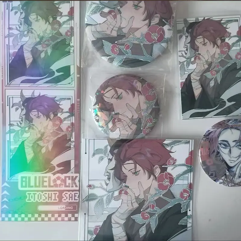 2025 Anime BLUE LOCK Gift Bag Collection Toy Itoshi Sae Keychain Laser badge LOMO Card Postcard Laser Card birthday gift