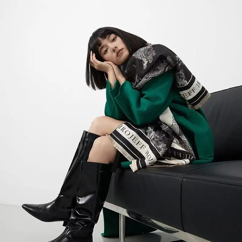 Khăn Choàng Tranh Phong Cảnh, Hàng Mới Về Mùa Thu Và Mùa Đông, Chất Liệu Giống Như Cashmere Khăn Quàng Cổ Động Vật, Thích Hợp Sử Dụng Trong Văn Phòng, Dày Dặn Và Giữ Nhiệt, Khăn Quàng Cổ Dài Đa Năng Women Nữ 2