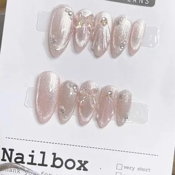 (T-27)nailbook thiết kế thạch hồng đẩu mắt mèo đính nơ siêu xinh by chichinailbox m7