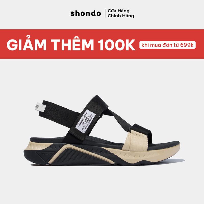 Giày Sandal Nam Nữ SHONDO F7 Racing Thời Trang Êm Nhẹ Đi Học Đi Chơi Màu Đen Be F7R1125