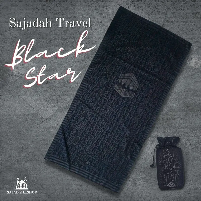 Sajadah Motif Black Star & Red Star Travel /Haji/Umroh Pouch Serut Umroh Haji 1