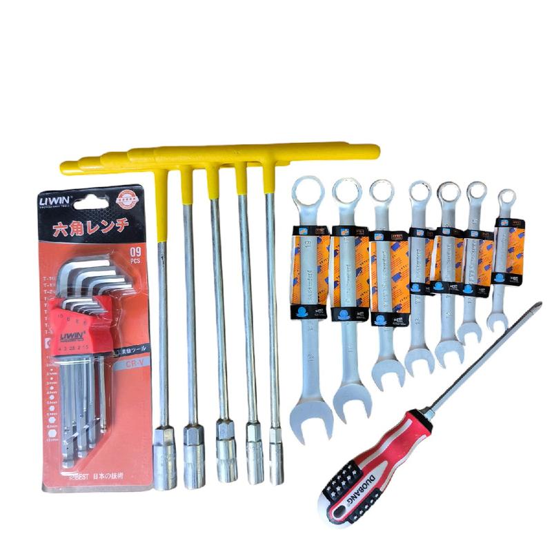 (Tặng Tô Vít)ComBo 7 Khóa Cờ Lê 5 Khóa Chữ T Và Bộ Lục Giác Bi Ngắn