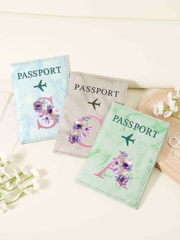 Letter Pattern Passport Holder, Fashionable Travel Passport Holder, Lightweight and Portable Passport Cover, Women's Card & ID Cases 7