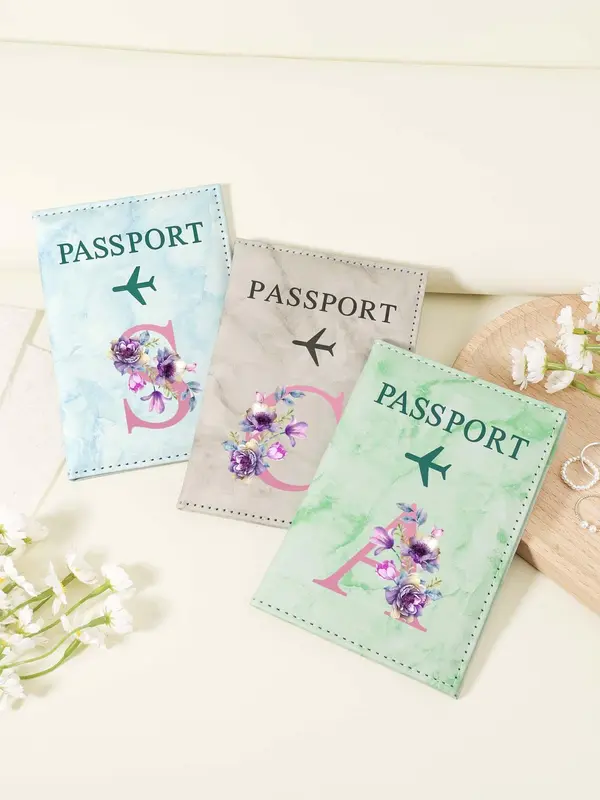 Letter Pattern Passport Holder, Fashionable Travel Passport Holder, Lightweight and Portable Passport Cover, Women's Card & ID Cases 7