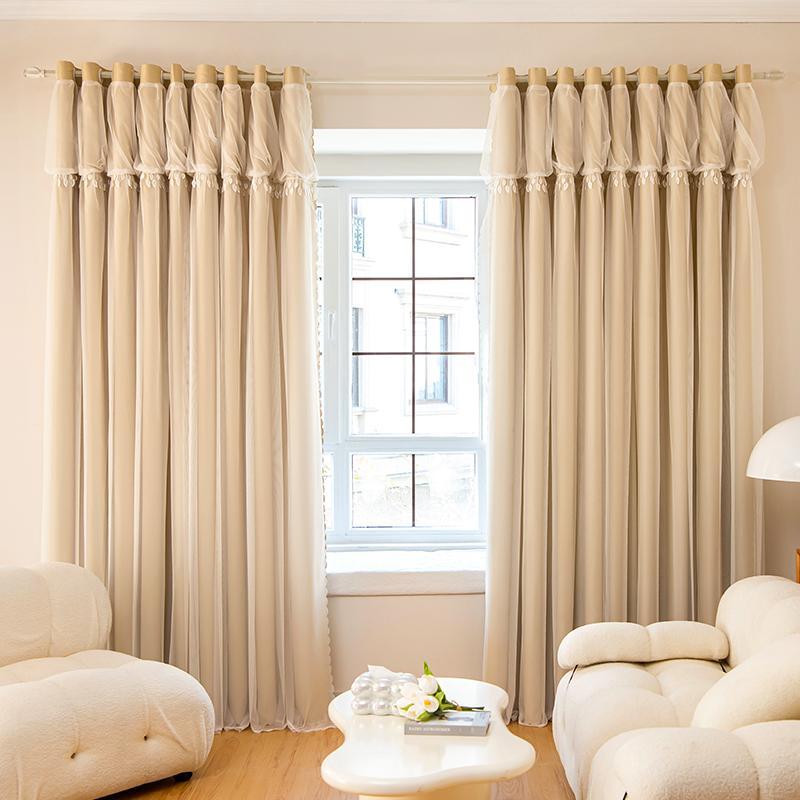 Product Introduction of Double Layer Curtain Living Room, 1 Count Blackout Curtain for Bedroom, Decorative Curtain for Bedroom & Living Room, Home Items 2