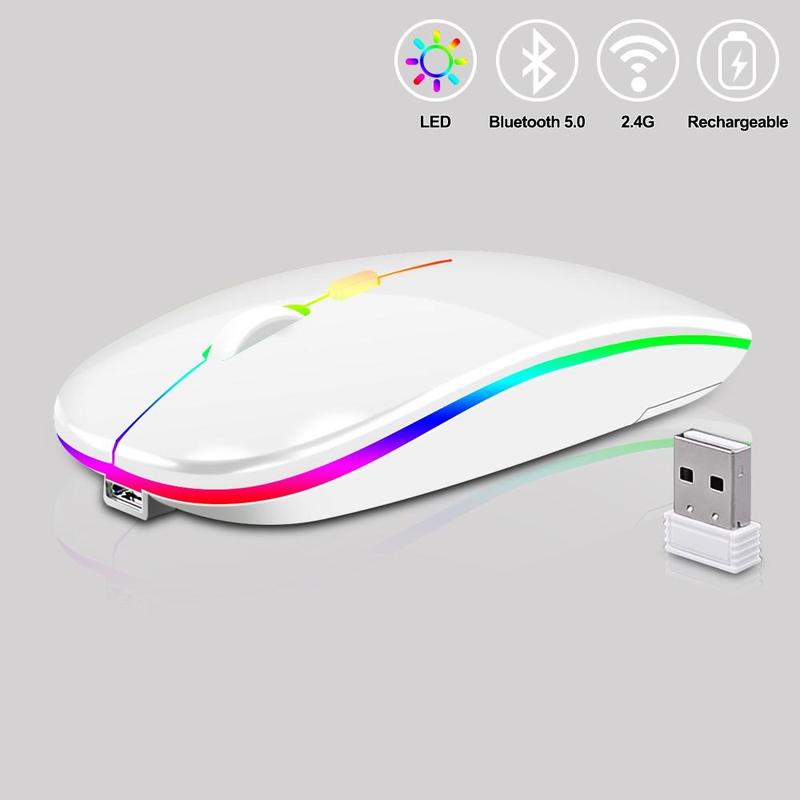 Chuột Không Dây bluetooth Có Đèn led Nền Sạc Lại Được Dành Cho laptop / Điện Thoại / Máy Tính Bảng android chuot cong