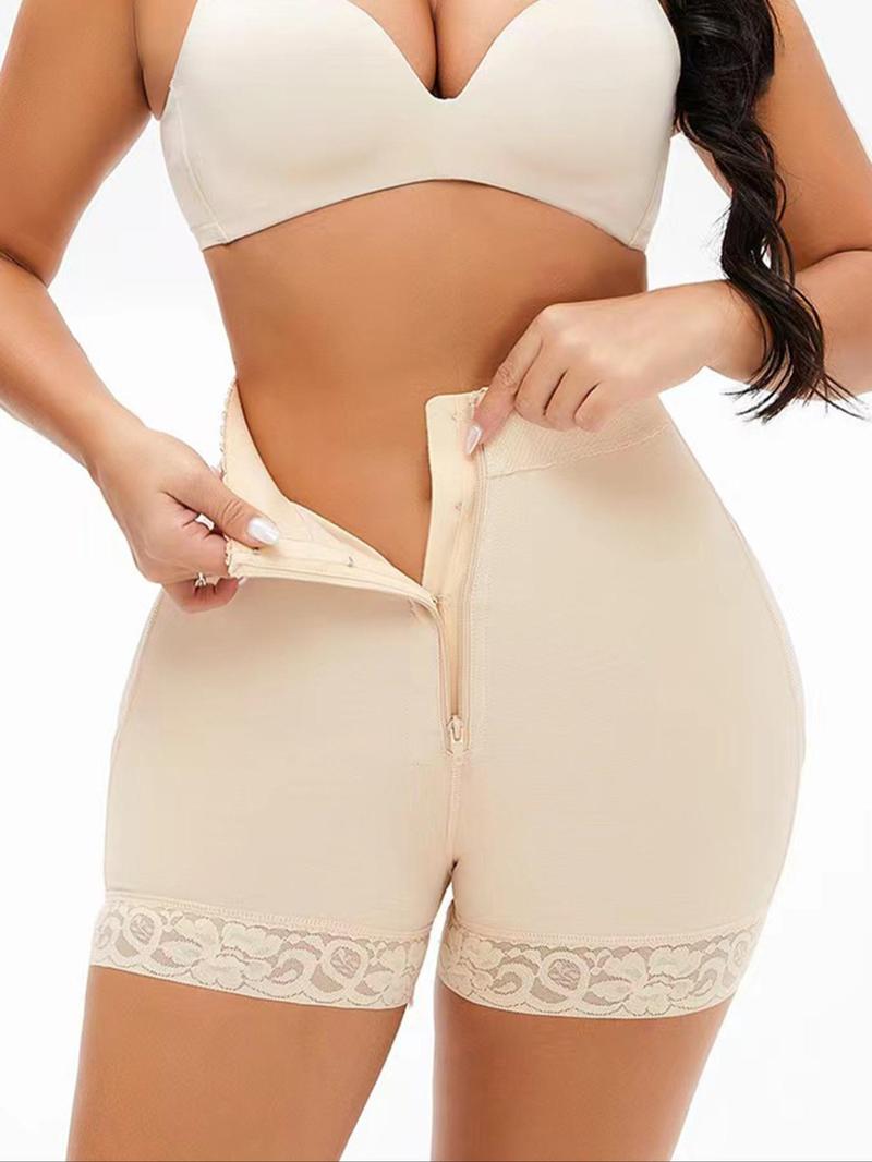 Product Introduction of Women's High Waist Contrast Lace Shapewear Panty, Tummy Control Butt Lifting Zipper Fly Shaper Bottom, High Stretch Shapewear for Daily Wear 5