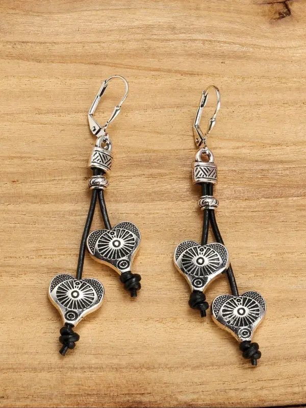 Boho Style Heart Design Dangle Earrings, Vintage Trendy Dangle Earrings, Fashionable Jewelry for Women & Girls for Daily & Party Decoration 3