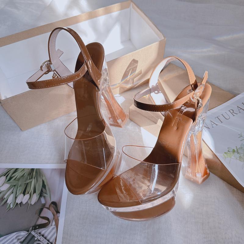 LOVIIECORNER - GIÀY CAO GÓT NỮ QUAI NGANG MICA MŨI TRÒN ĐÚP -G231264 - SANDAL THỜI TRANG 12 PHÂN DéP Shoes