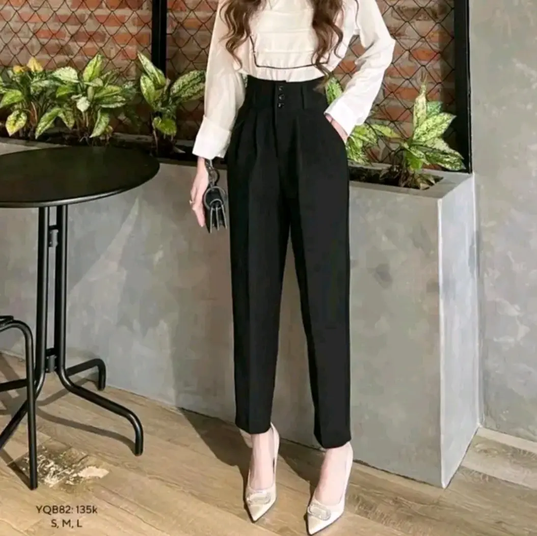 Quần baggy 3 khuy chất vải tuyết mưa bản cạp lưng cao các nàng đi làm, đi học, đi chơi đều xinh