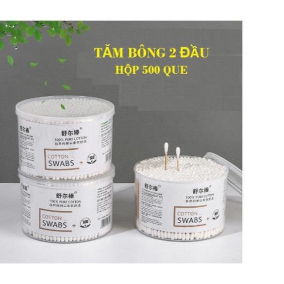 COMBO 3 HỘP LỚN 500 que tăm bông trang điểm, Spa, bông ngoáy tai que gỗ
