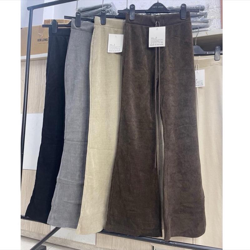 (Dài 99cm)Quần Nhung Ống Loe Nữ  Co Giãn Chất Nhung Tăm Hàn Mềm Nhẹ Ong Voi Pants Women 4
