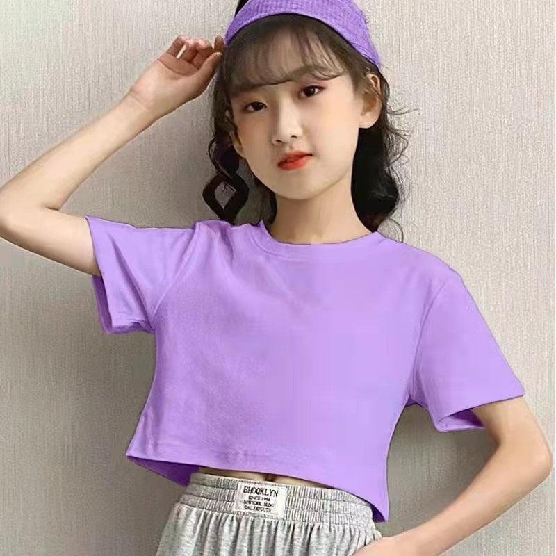 Product Introduction of ECISON Crop Top for girls teens cotton plain crop top for teens  High quality blouse for teen girls Crop top for kids Girls Fashion crop Top for girls Round nect tshirt for teens Korean trendy tops for girls Printed tshirt for teen girls 18
