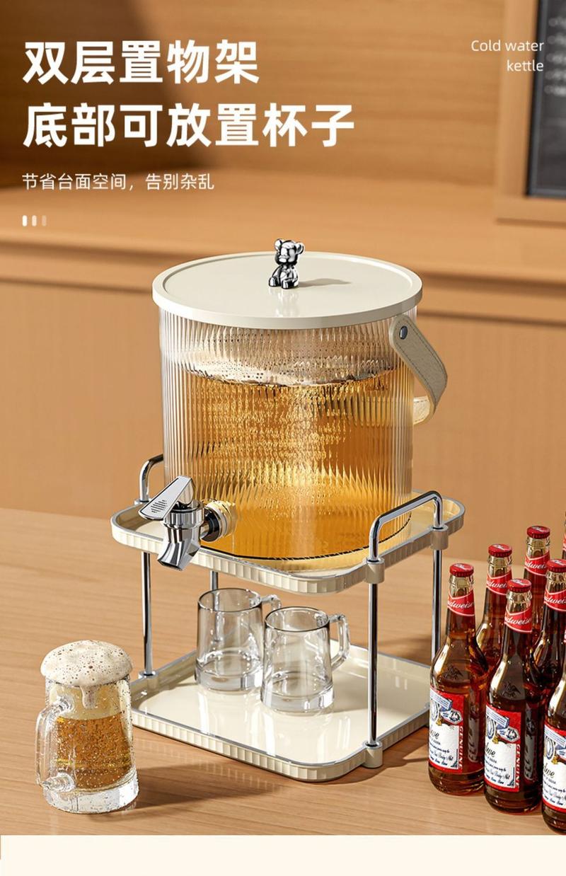 Product Introduction of Thickened Large Capacity Beverage Dispenser, High Temperature Resistant Juice Jug, 2-in-1 Cold Water Jug Drinkware jar balang  air  aesthetic Tin sharing  jar keropok transparent tubs mason klein bottle filling kuih raya set 2025 canister container 8