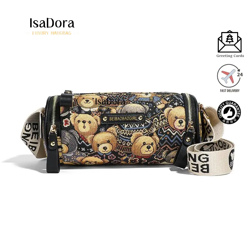 Girl Double Layer Round Bag - Trendy Street Style Canvas Crossbody Bag