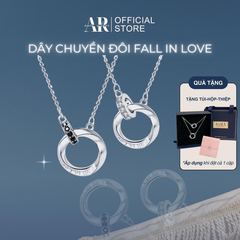 Dây chuyền đôi nam nữ bạc 925 vòng cổ Fall In Love cặp đôi nam nữ tình yêu-AURA SILVER-DCD02