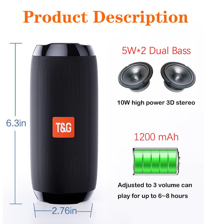 Product Introduction of Wireless Audio Subwoofer, Plug-in Card, U Disk 3D Surround Outdoor Portable Speaker Bluetooth Speaker 7
