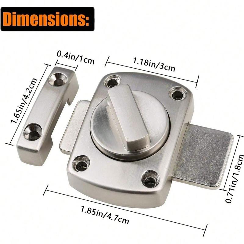Rotating Push-type Door Lock, Multipurpose Stainless Steel Door Lock, Thickened Door Lock Buckles for Home, Office, Hotel, Apartment 1