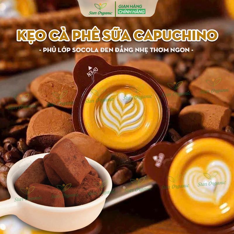  Kẹo Cà Phê Capuchino 5D Kẹo Cà Phê Socola Capuchino Phủ Lớp Socola Đen Ăn Vặt Star Organic Food kẹo dẻo 
