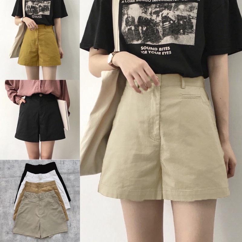  Quần Sooc Nữ Quần Short Nữ KaKi Lưng Cao Túi Mổ Ulzzang Phong Cách Hàn Quốc trẻ trung Siêu Đẹp 