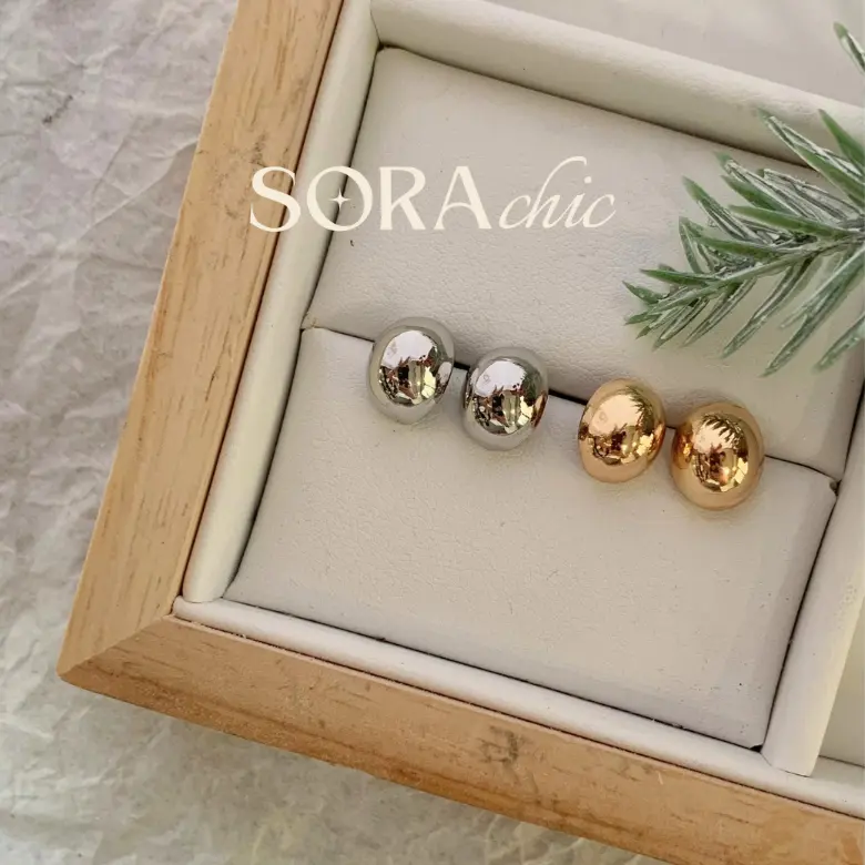 Khuyên tai Mina hình oval Sora.chic Titan Hoa Tai Women Nữ