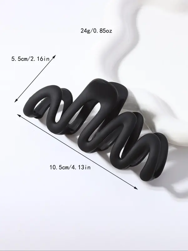 Modern Plain Color Wave Shape Design Hair Claws, 3pcs Casual Versatile Wavy Large Hair Claws for Daily Wear, Simple Style Fashion Hair Accessories for Women & Girls 1