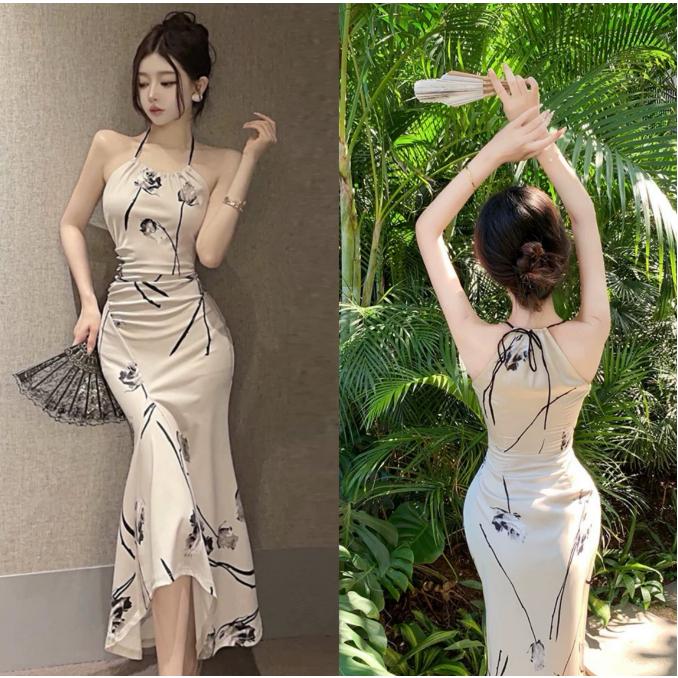 1308 baju elegant party dress putih bodycon midi tanpa lengan wanita korean style dress terbaru 2024 import 9