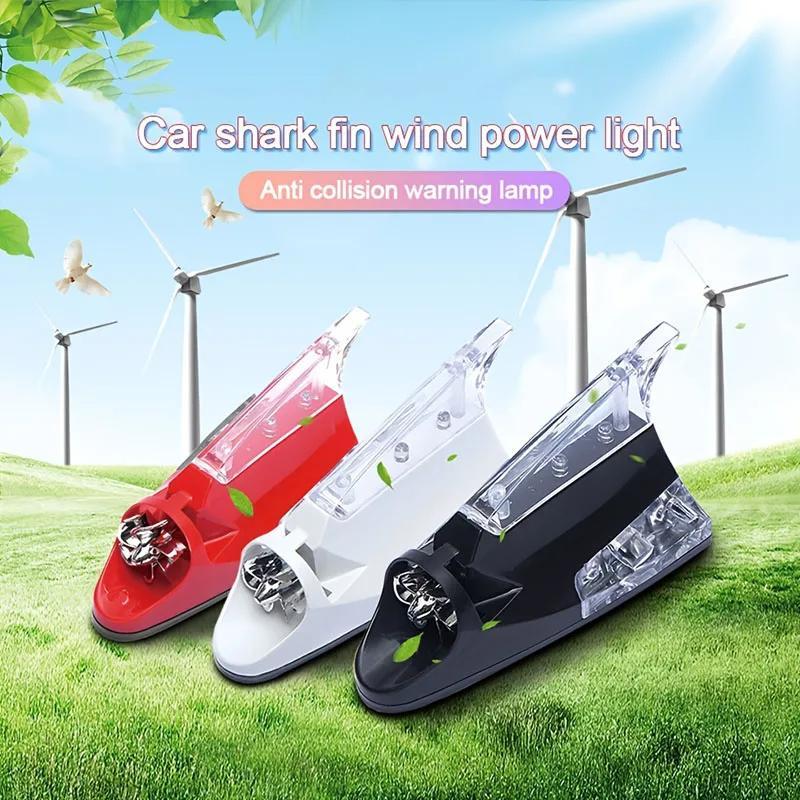 Car Wind Power LED Anti Collision Light Shark Fin Antenna Warning Flash Lamp R4C7 8