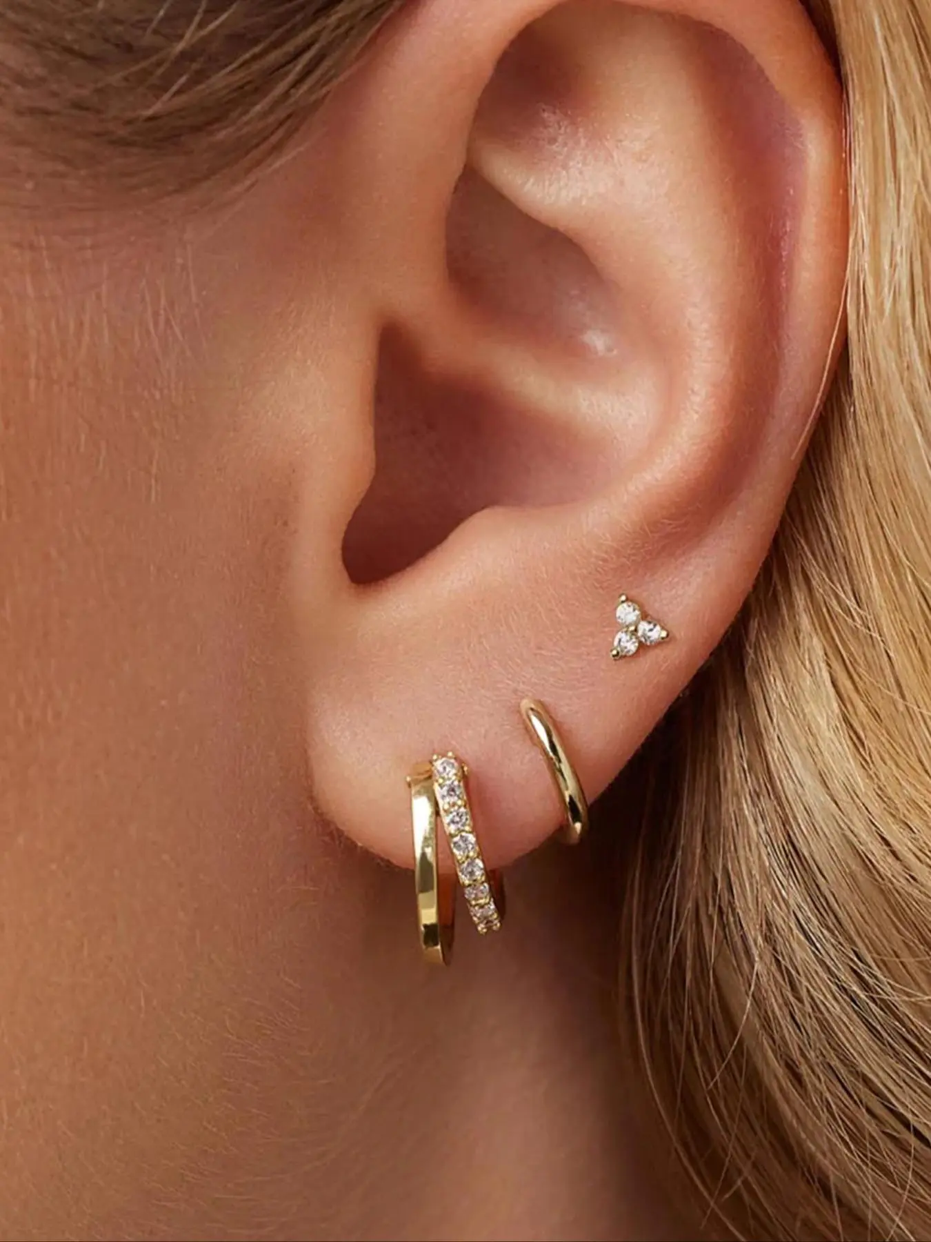 925 Sterling Silver Rhinestone Decorated Earring Set, 3 Counts Fashion Jewelry for Party, Daily Clothing Decor, Trendy All-match & Exquisite Jewelry for Birthday Gift