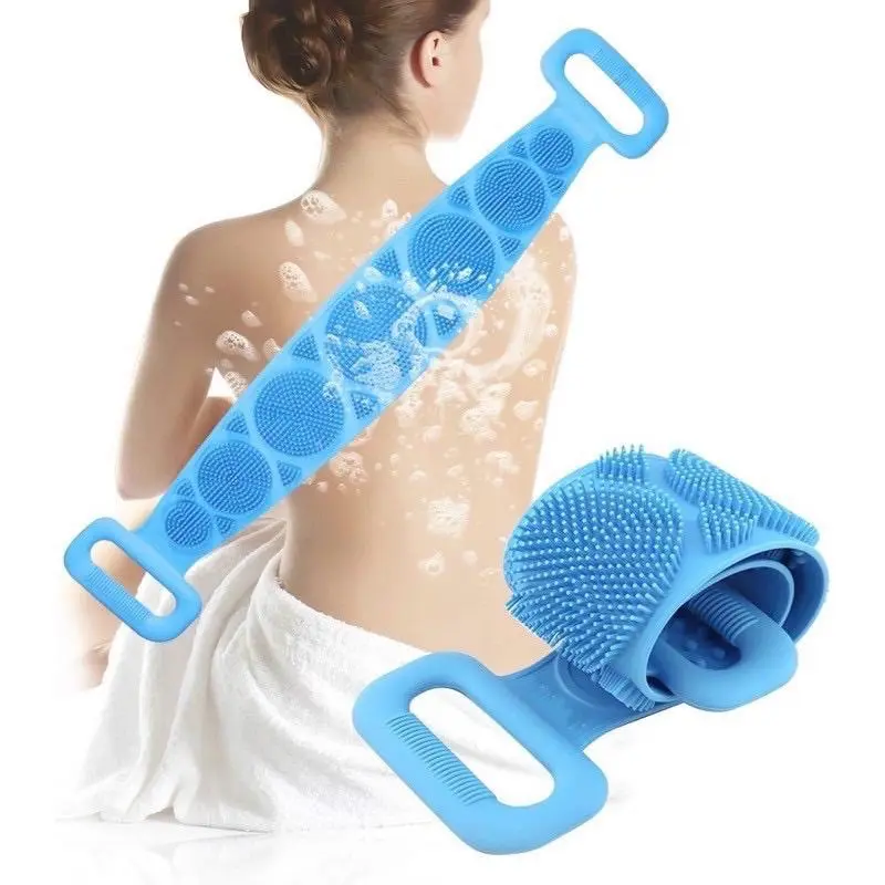 Sikat Punggung Silikon Shower Puff Spons Bath Mandi Scrub Alat Gosok Badan Scrubber Silicone Hitam