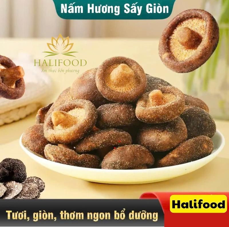 Nấm hương sấy giòn Halifood - Snack ăn vặt từ nấm hương chọn lọc dinh dưỡng và tự nhiên nấm hương sấy giòn