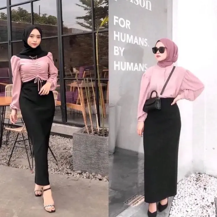 MM- Rok Span  Scuba Premium Panjang Nyaman Wanita Hitam  Cewek Basic Kerja Melar Casual Formal 4